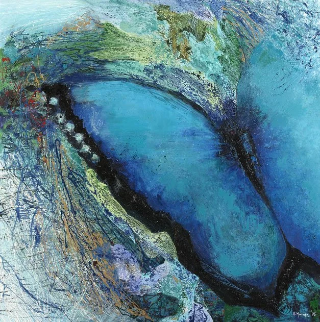 Butterfly, 2007, Mixed Media : Oil & ink on canvas, (150X150 cm), Private Collection
