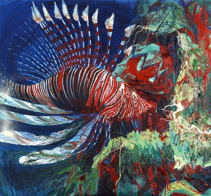Under the sea 4, 2006, Mixed Media : Oil & ink on canvas, (120X130 cm), Private Collection