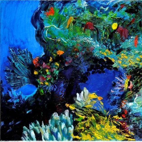 Mystic blue, 2005, Oil on canvas, (40X40 cm), Private Collection