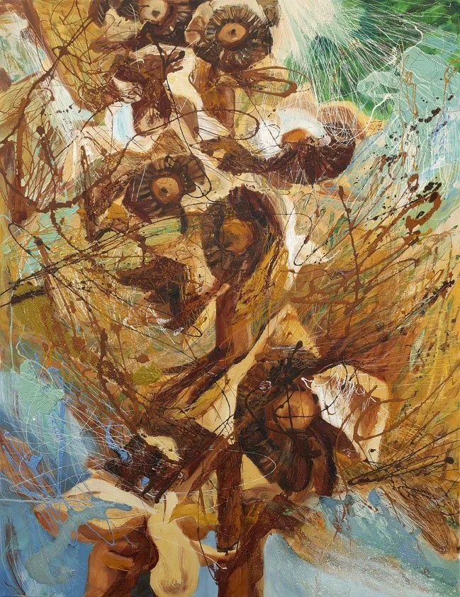 Summer 6, 2009, Mixed Media : Oil & ink on canvas, (130X100 cm), Artist Collection