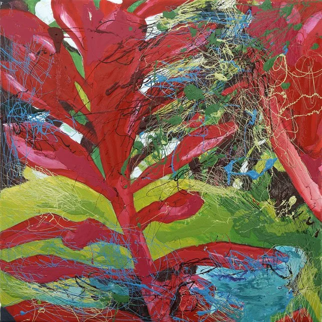Flower 11, 2008, Mixed Media : Oil & ink on canvas, (80X80 cm), Private Collection