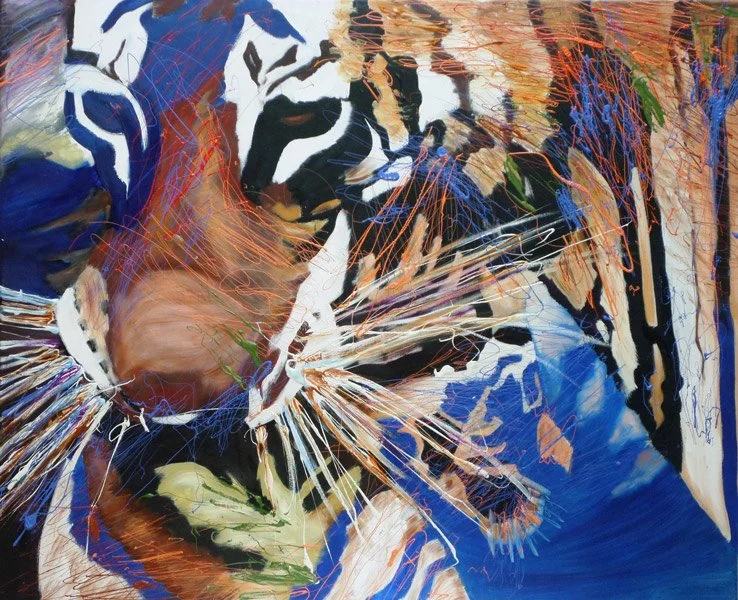 Mother Nature 4, 2015,  Mixed Media : Oil & ink on canvas, (90X110 cm), Artist Collection
