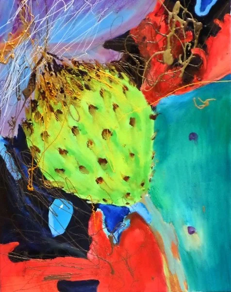Prickly Pear 6, 2014, Mixed Media : Oil & ink on canvas, (50X40 cm), Private Collection