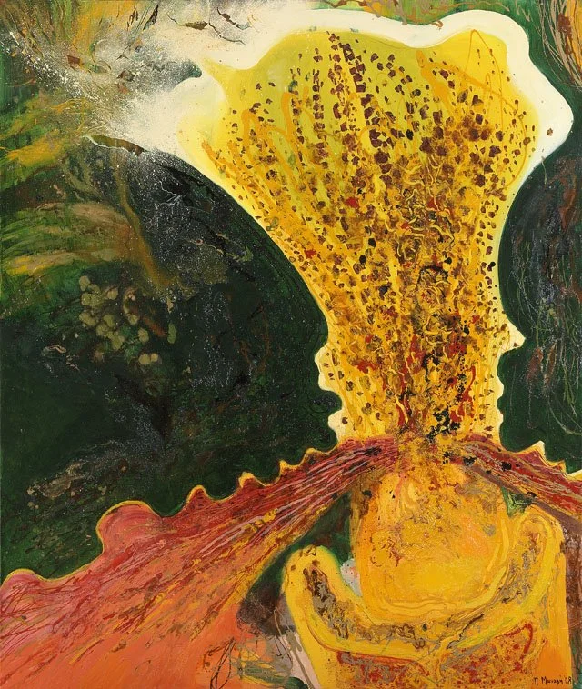 Flower 2, 2008, Mixed Media : Oil & ink on canvas, (130X110 cm), Private Collection