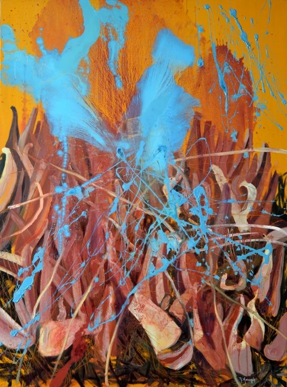Flora Mirabilis -cactus 14, 2020, Mixed Media : Oil & ink on canvas, (160X120 cm), Artist Collection