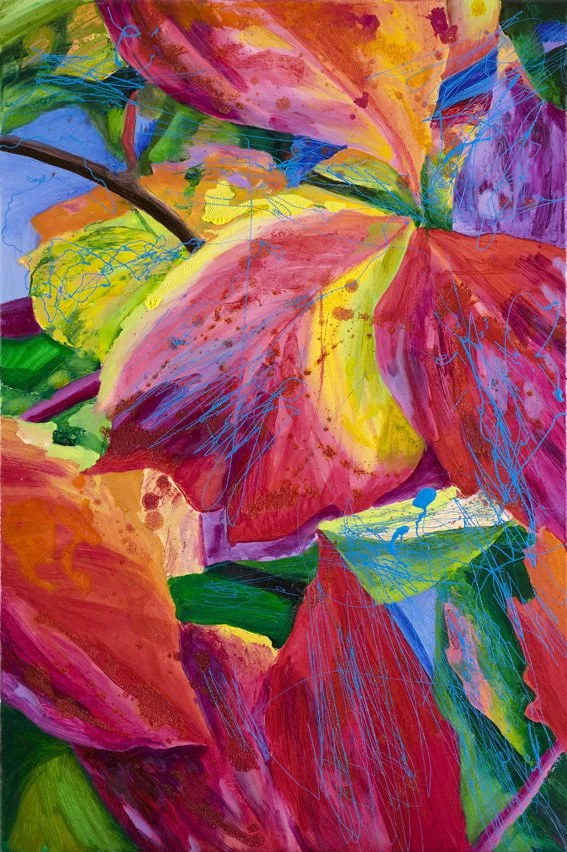 Leaf 12, 2010, Mixed Media : Oil & ink on canvas, (90X60 cm), Private Collection