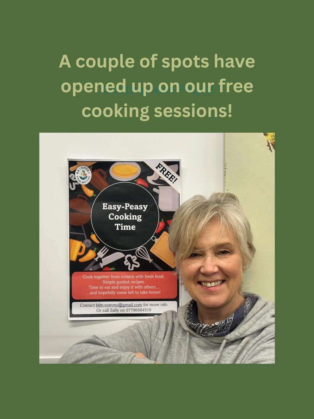 A couple of spots have just opened up!
Easy-Peasy Cooking Time is free, fun and starts this Wednesday &mdash; but only 2 places left. First come, first served.

Wed 20th May &mdash; Salthouse, West Bay, 10am&ndash;1pm 3rd and 17th June, 1st and 15t