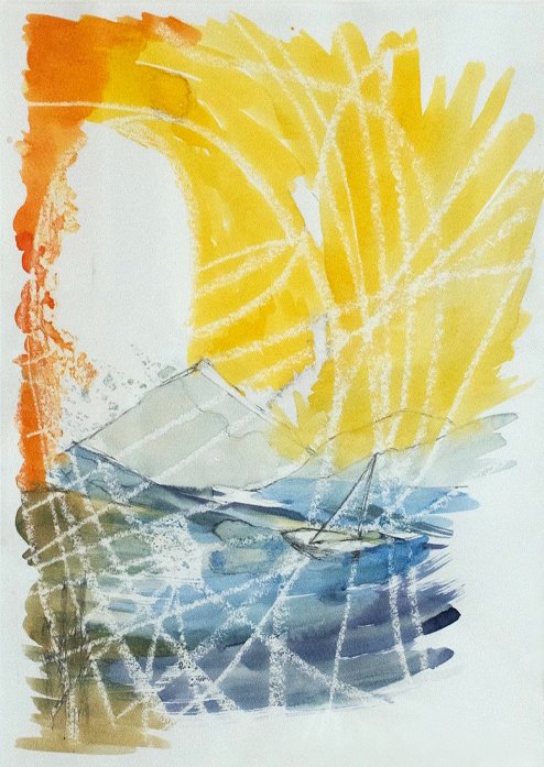 KÄRNTEN - Tusche, Ölkreide und Graphit auf Papier, 29,7 x 42cm