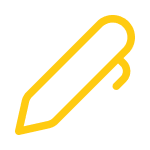 A simple yellow pencil icon on a black background