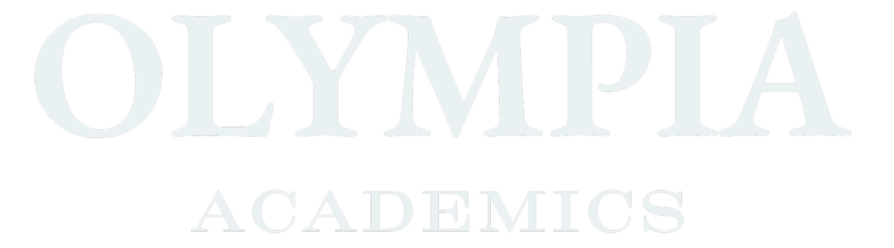 Olympia Academics logo in white text on a black background.