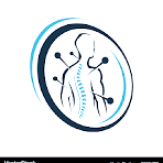 Logo of a healthcare or medical organization featuring a stylized spinal column and neural connections in shades of blue and gray.