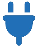 A blue electrical plug icon.