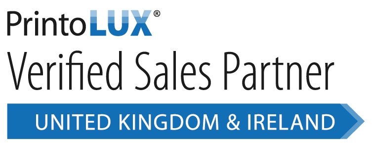 Printo LUX Verified Sales Partner badge for United Kingdom and Ireland.