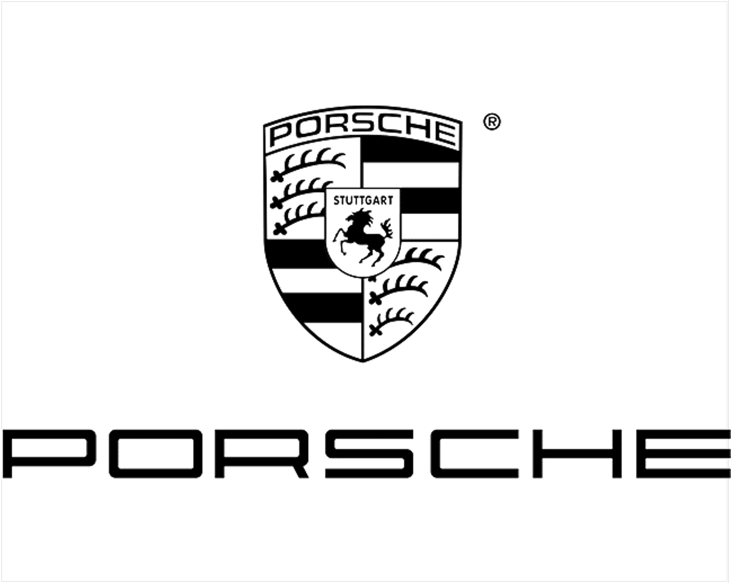 	
Black and white logo for the automotive company 'Porsche'.