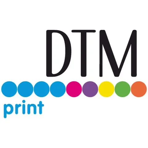 DTM print logo with rainbow-colored circles and the word 'print' in blue.
