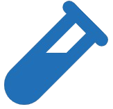 A blue science test tube icon.