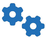 Two blue gears icon.
