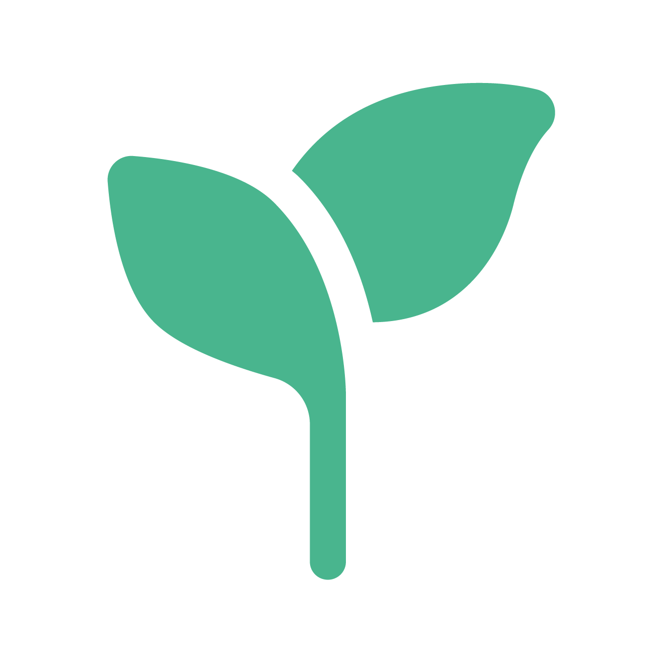 Green leaf icon symbolising development and growth
