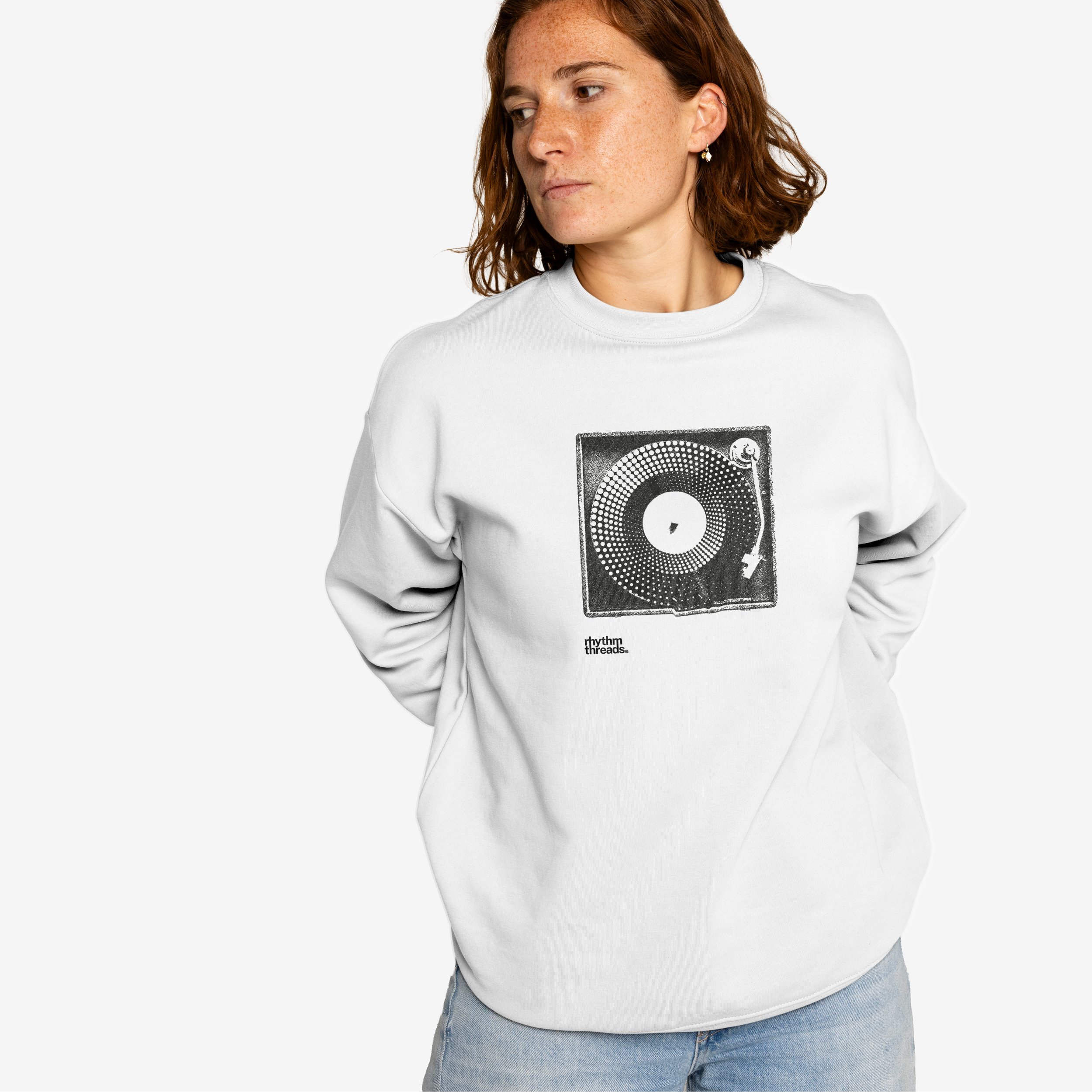 'Turntable' white sweatshirt