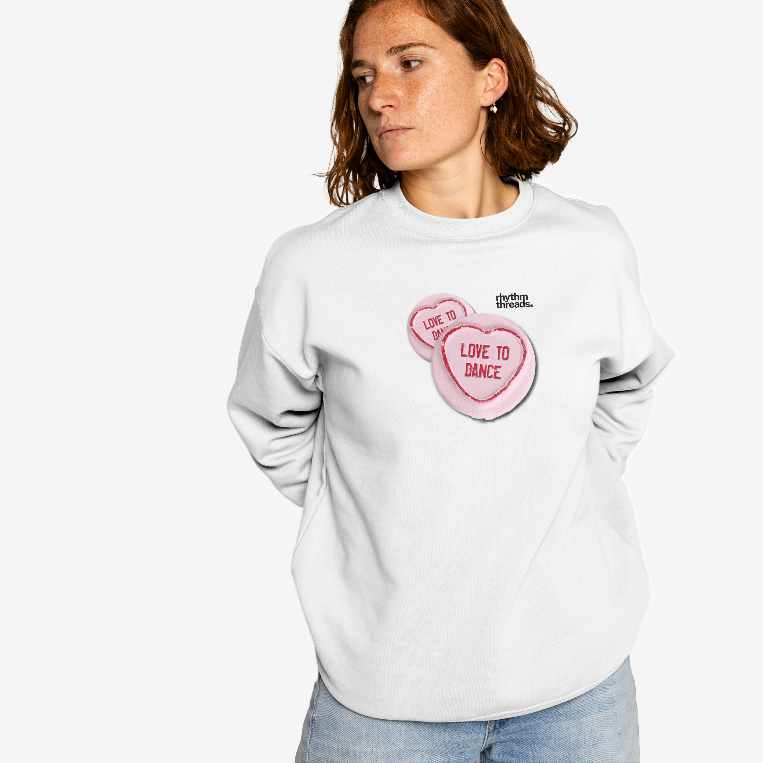 'Love to Dance' white sweatshirt