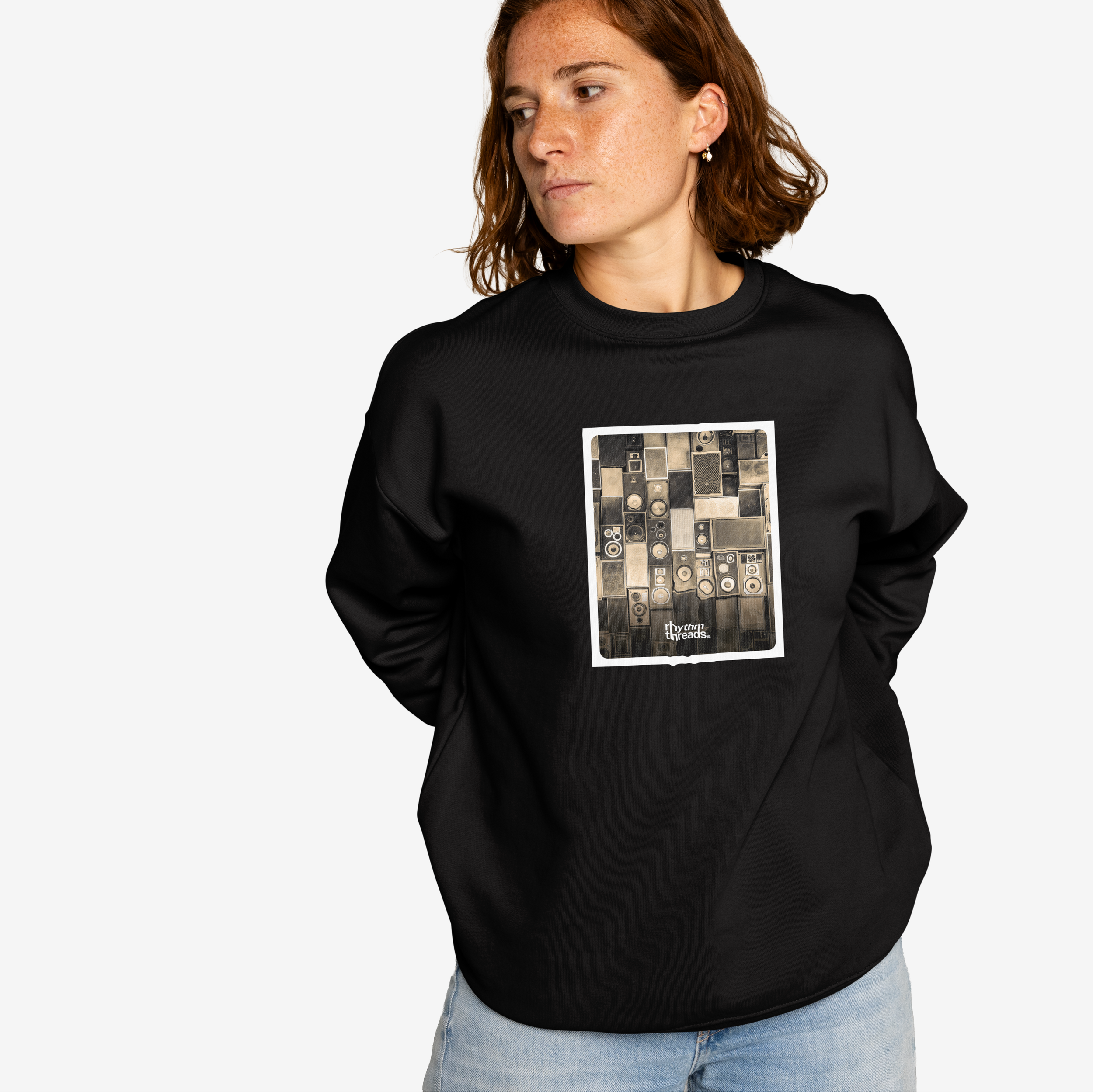 'Speaker Stack' black sweatshirt