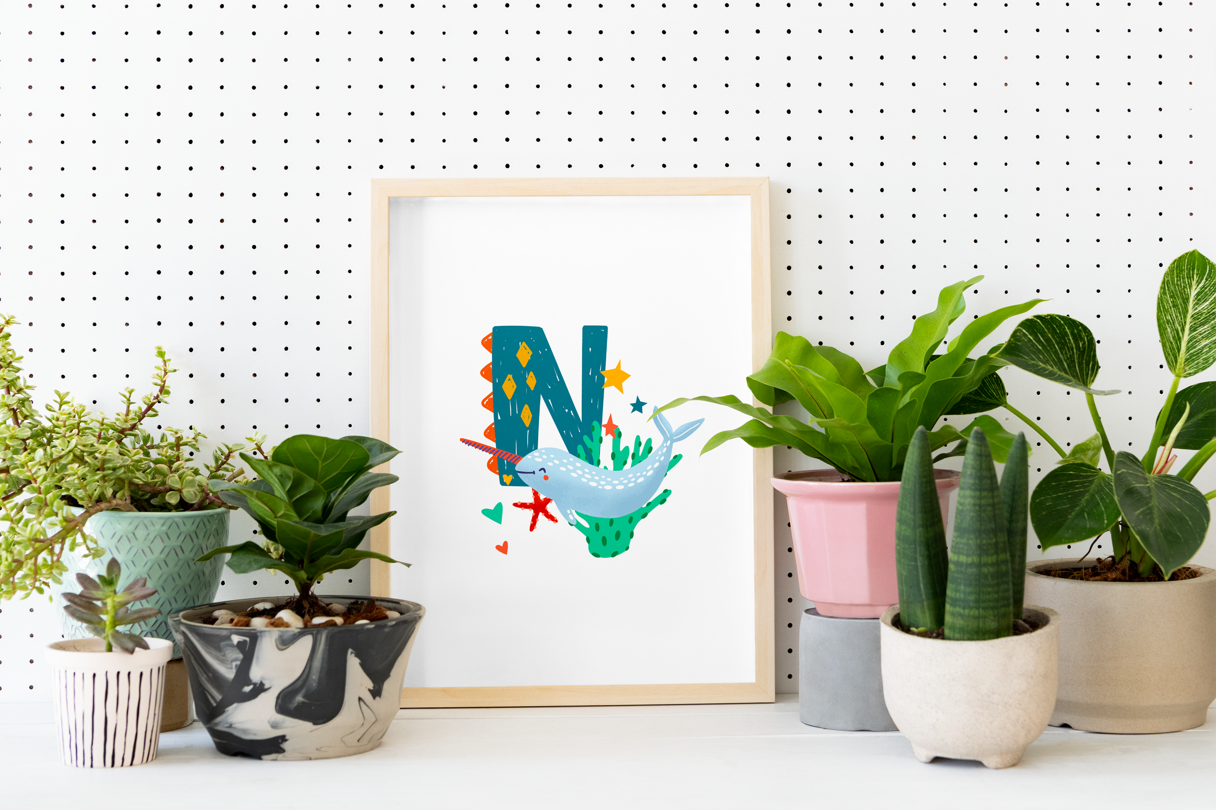 N is for Narwhal Giclée Print