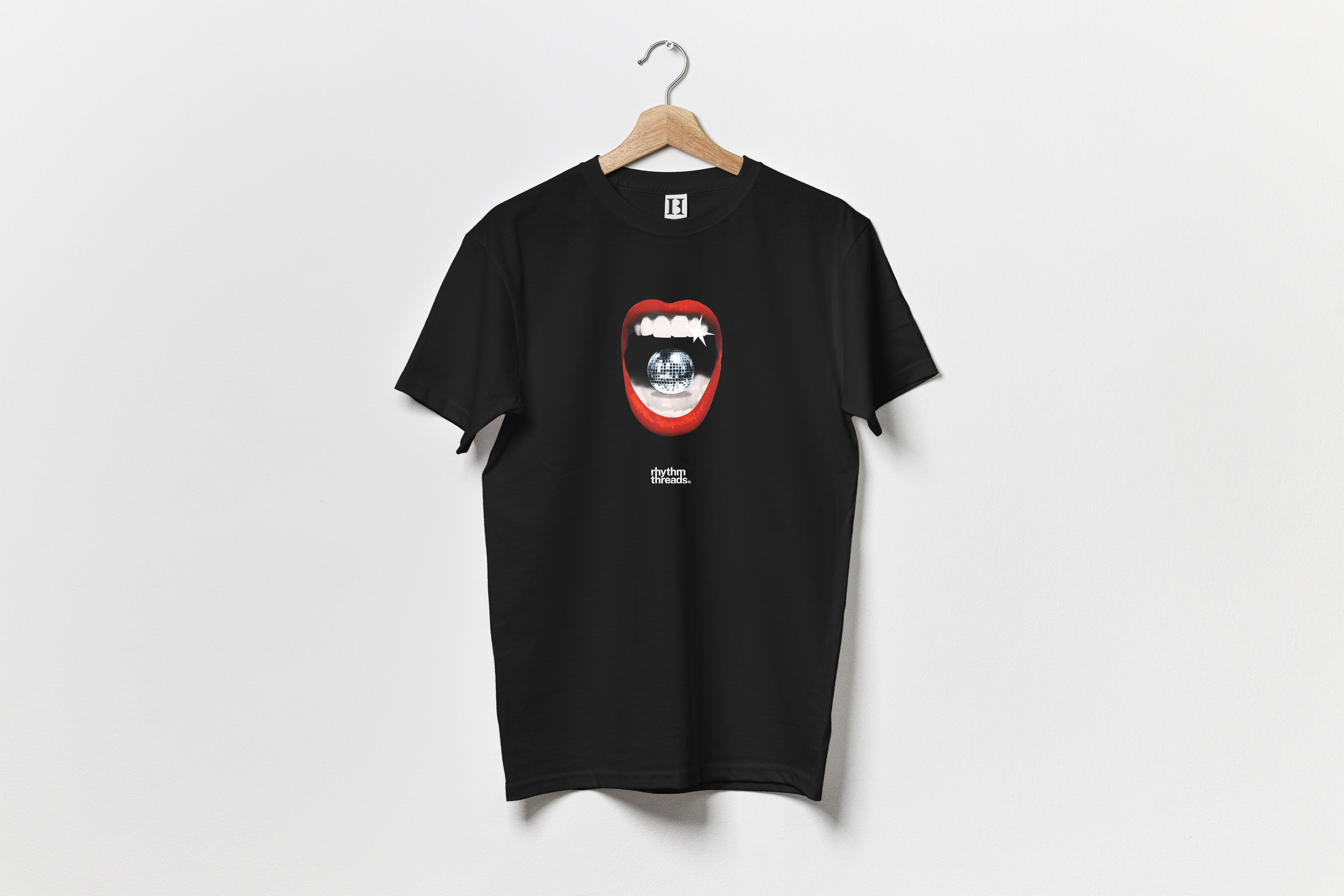 Disco Mouth black T-Shirt mockup.png