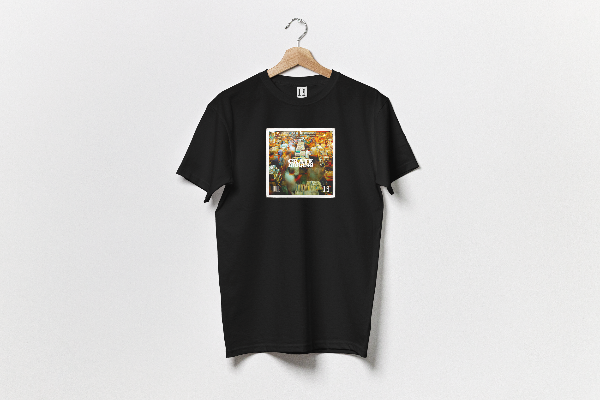 Crate Digging on black T-Shirt mockup.png