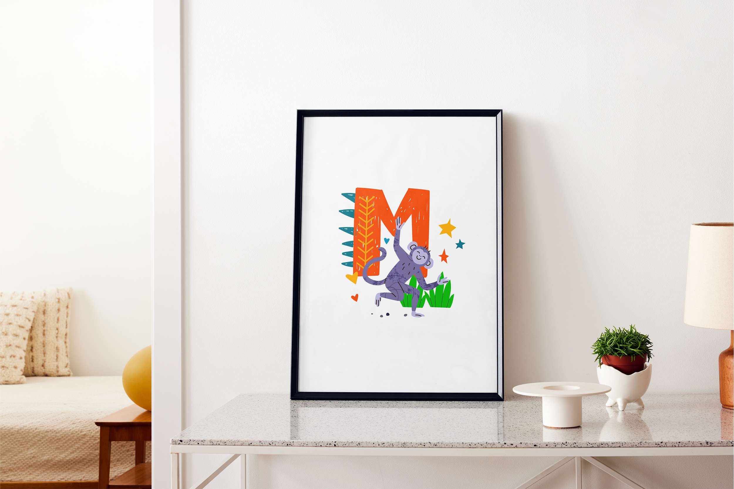M is for Monkey Giclée Print