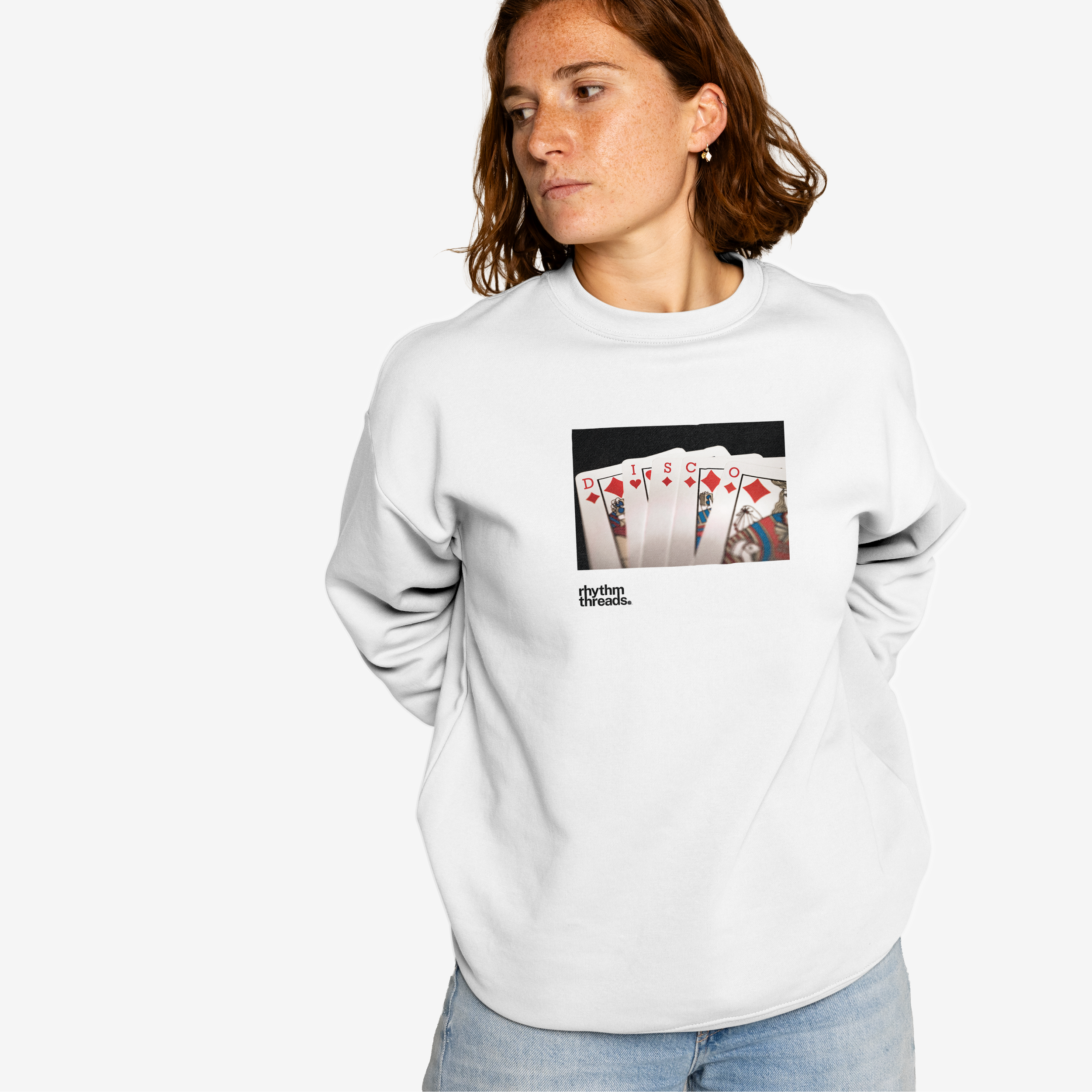 'Poker Hand (DISCO)' white sweatshirt
