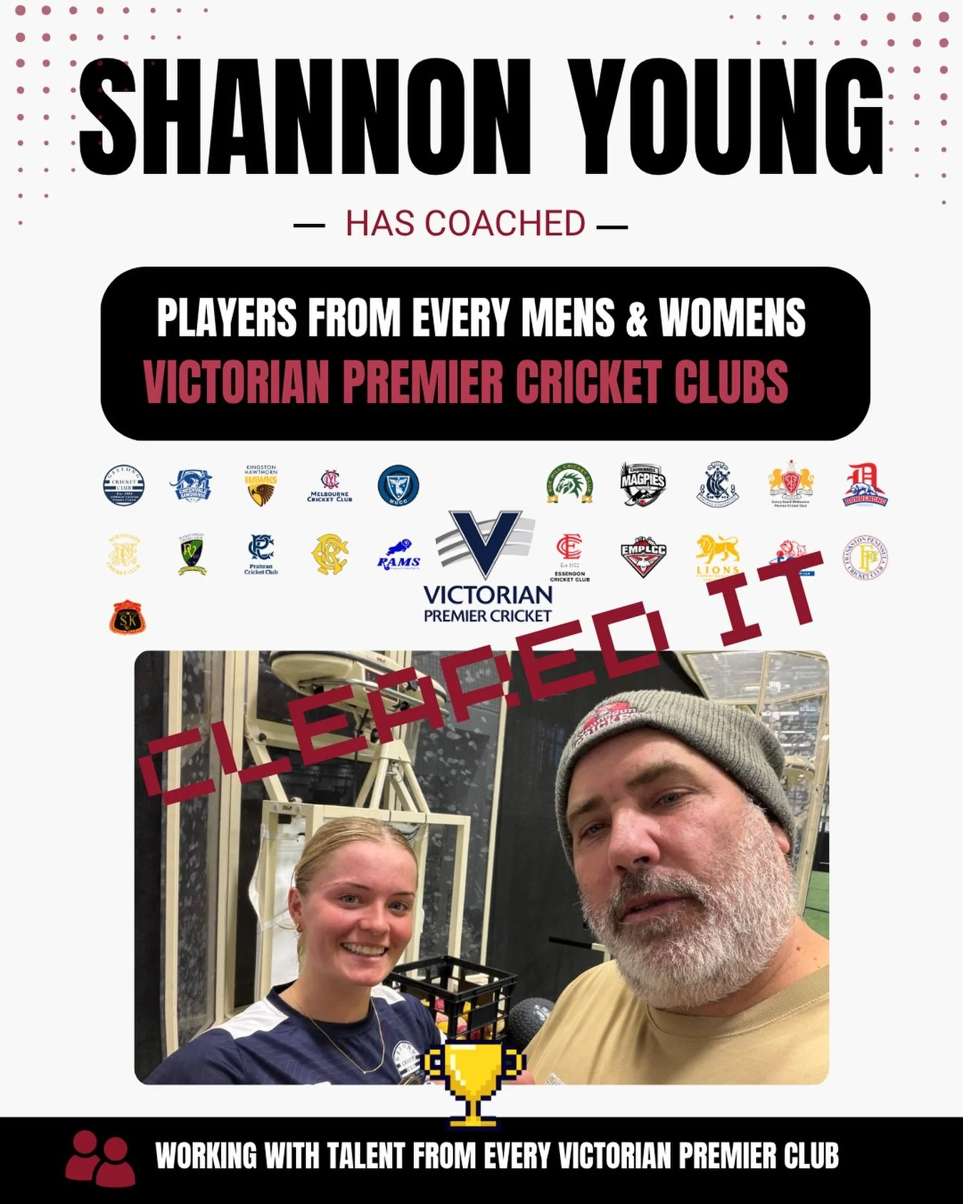 I love what I do and don&rsquo;t really celebrate personal milestones. But working with Milly made me think about something pretty cool and unique.

She was the first female from Geelong Cricket Club that I have worked with.

And it got me to thinkin