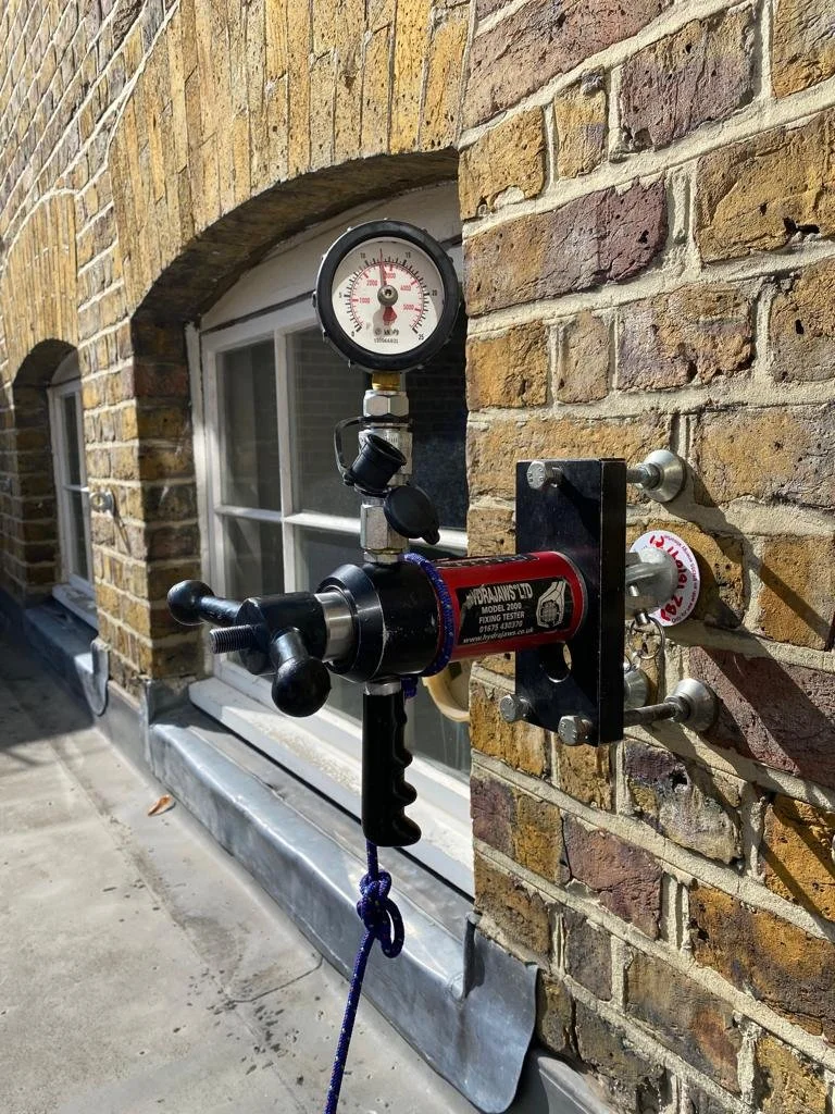 Stretch tent anchors pull test LOLER testing load test anchor points