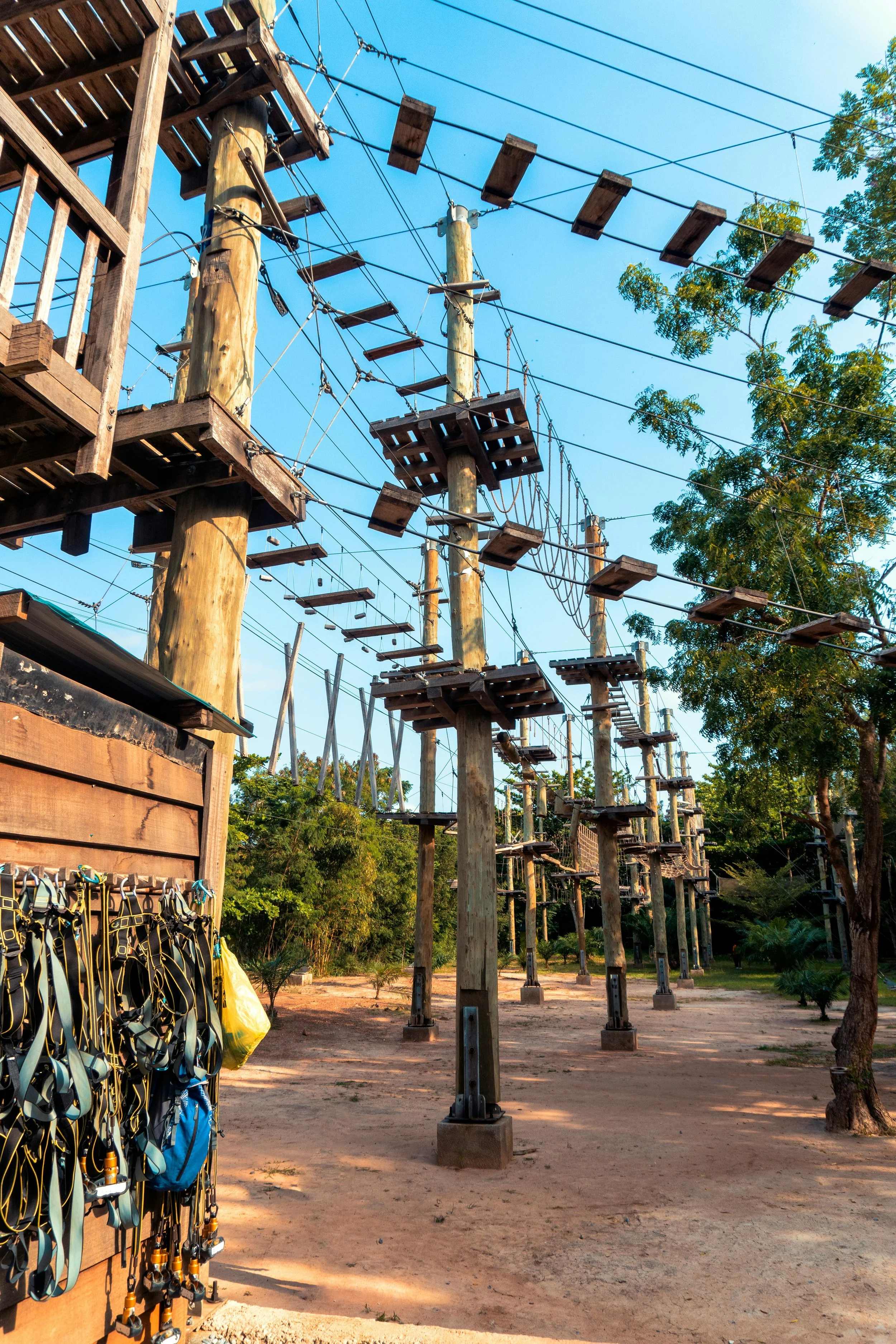 high ropes courses based in leeds West Yorkshire wire rope playground installation adventure course leeds assault courses biplane go ape outdoor adventure Hangfast Entre prises south west play climbing wall tru blu clip and climb truss installation