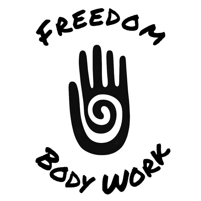 A black and white stylized illustration of a hand with a spiral pattern in the center of the palm.