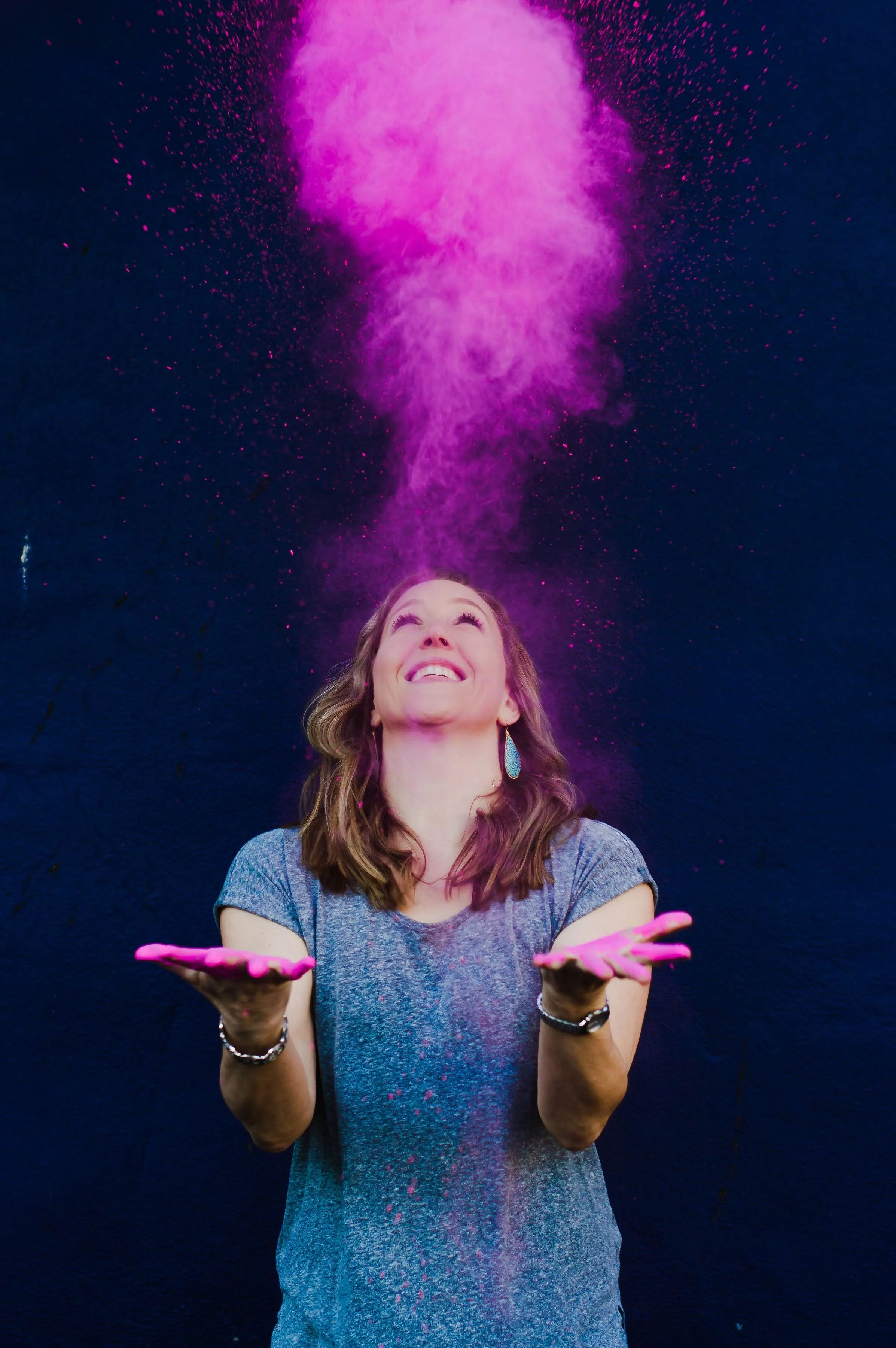 Cover art for The Change That Changes Everything, a free private podcast series hosted by Mary Allison Jensen, LICSW of A Legacy of Healing — a woman looking upward with pink powder exploding above her, symbolizing belief shifts and transformation.