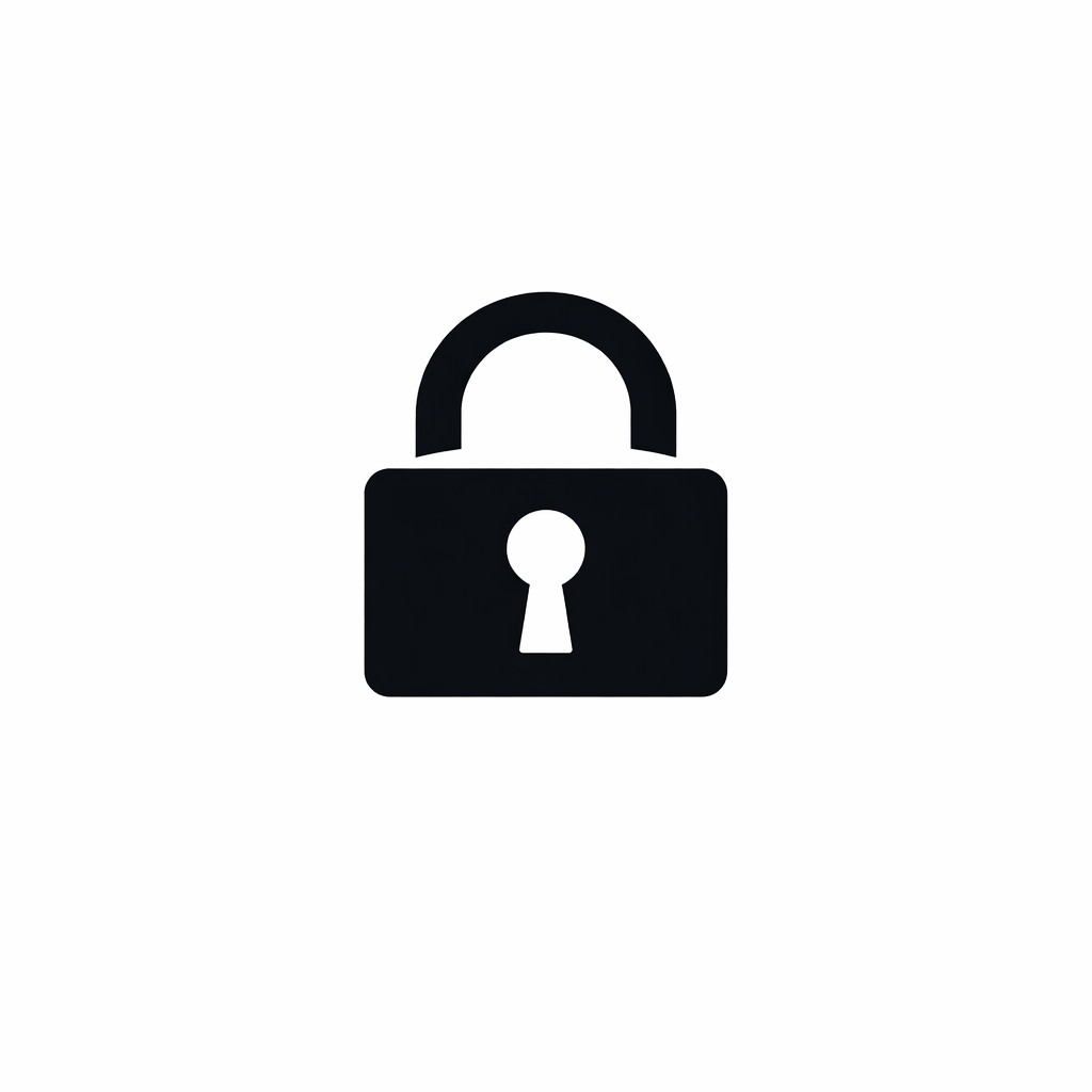 Black lock icon on a white background.