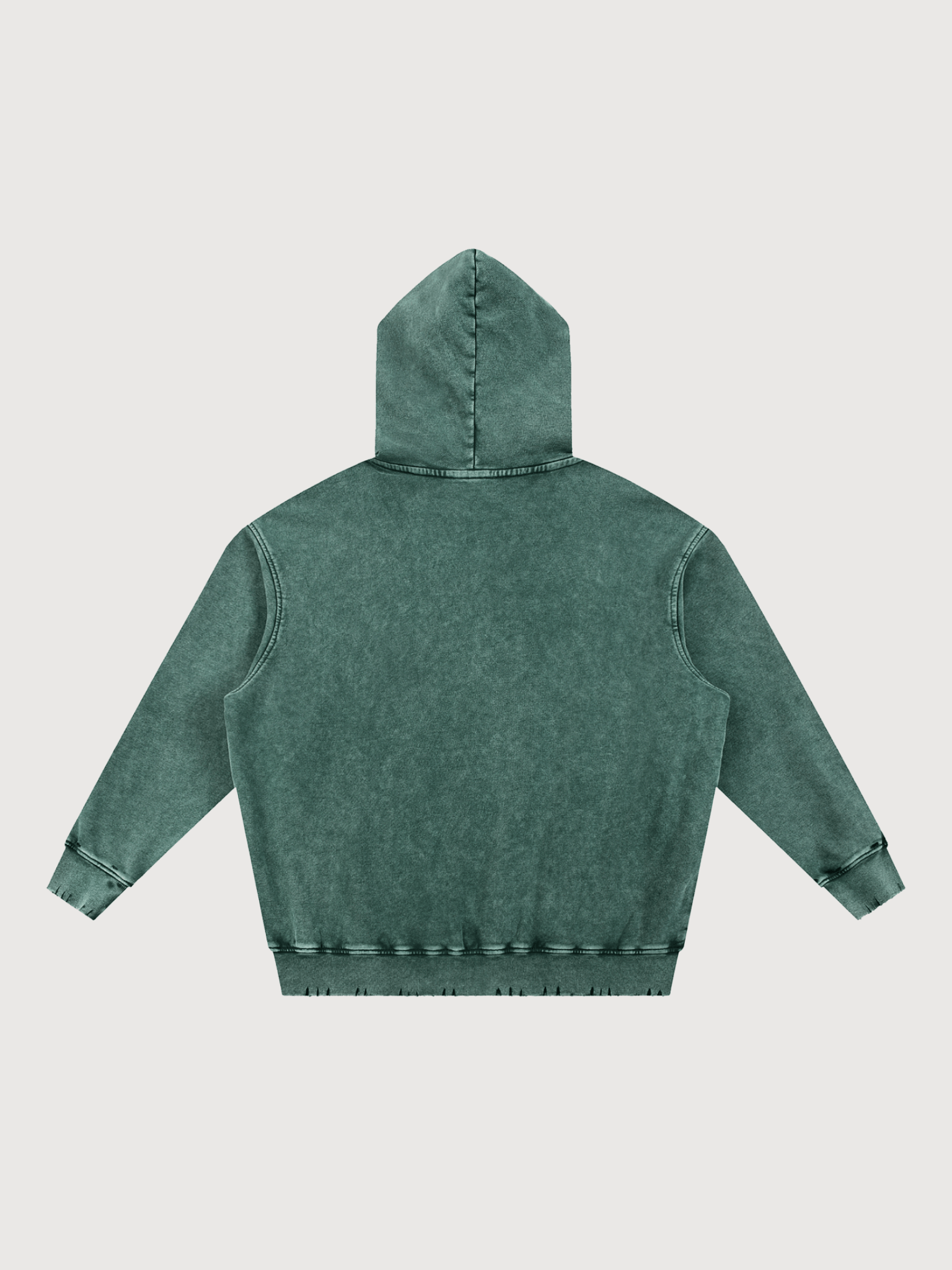 Back view of vintage green luxury pickleball hoodie with oversized hood and relaxed fit