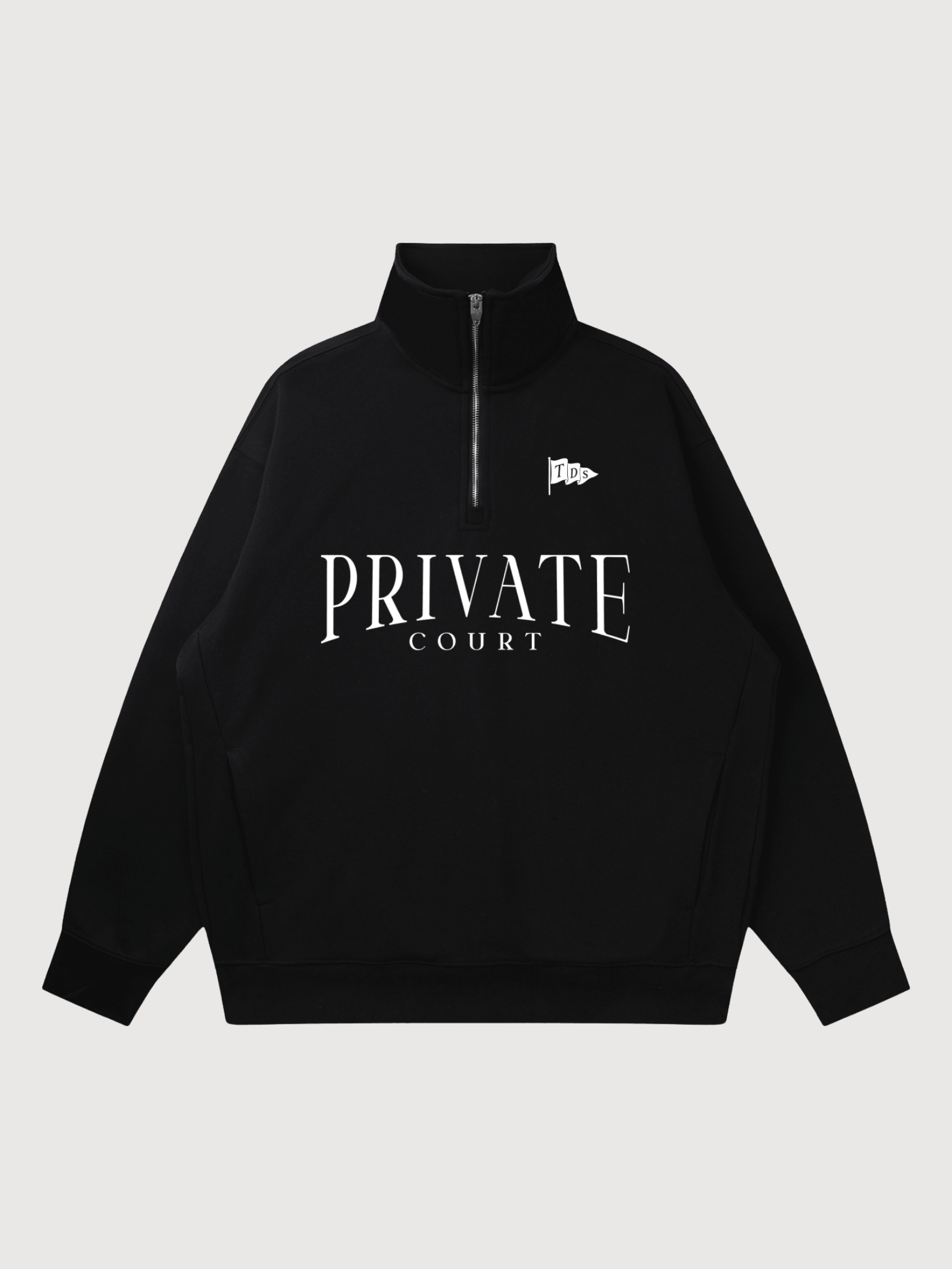 womens-pickleball-quarter-zip-sweatshirt-black-athleisure-country-club-pullover-front.png