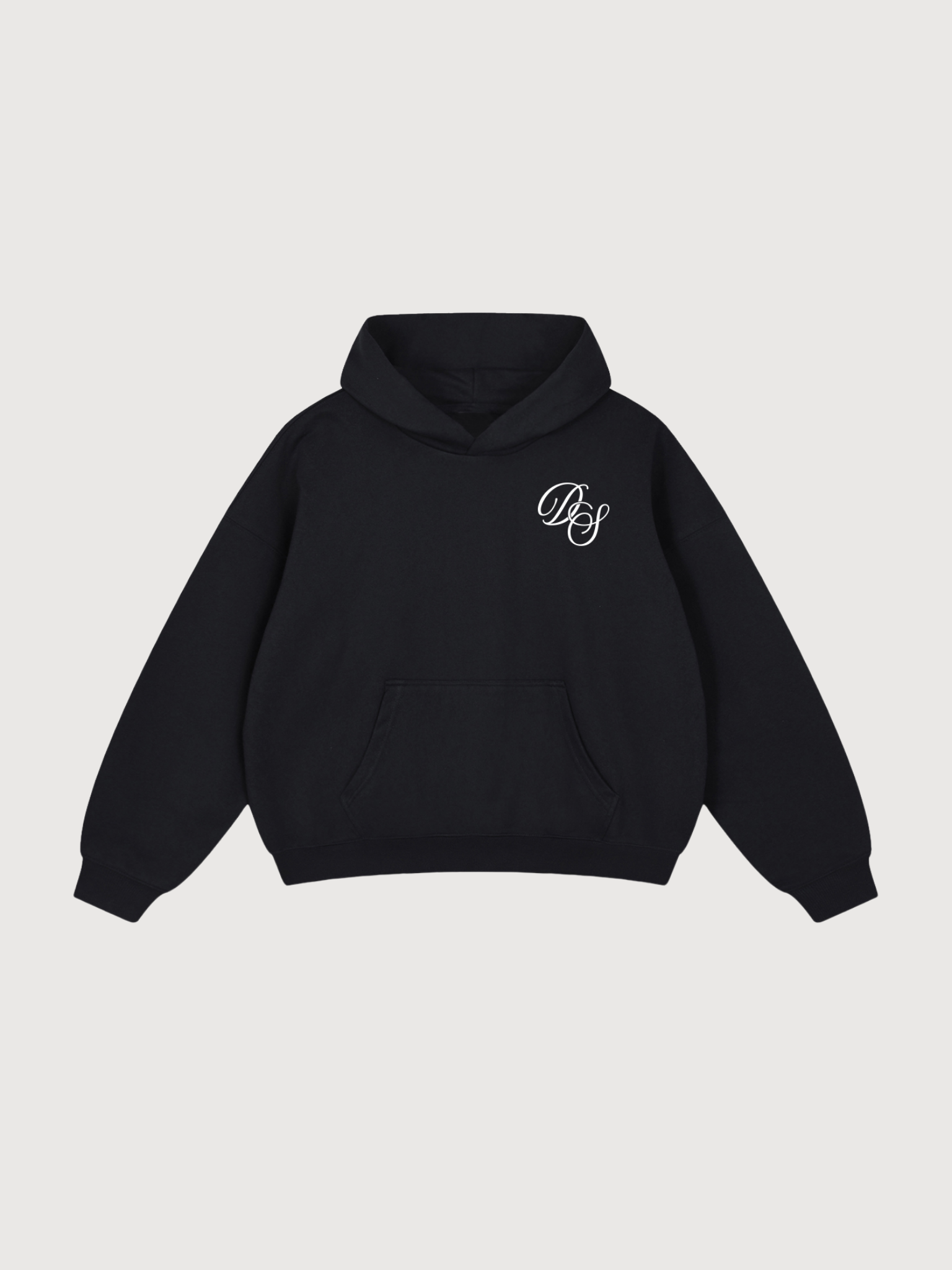 Luxury black pickleball hoodie for women by The Dinking Society featuring DS script logo in caviar color