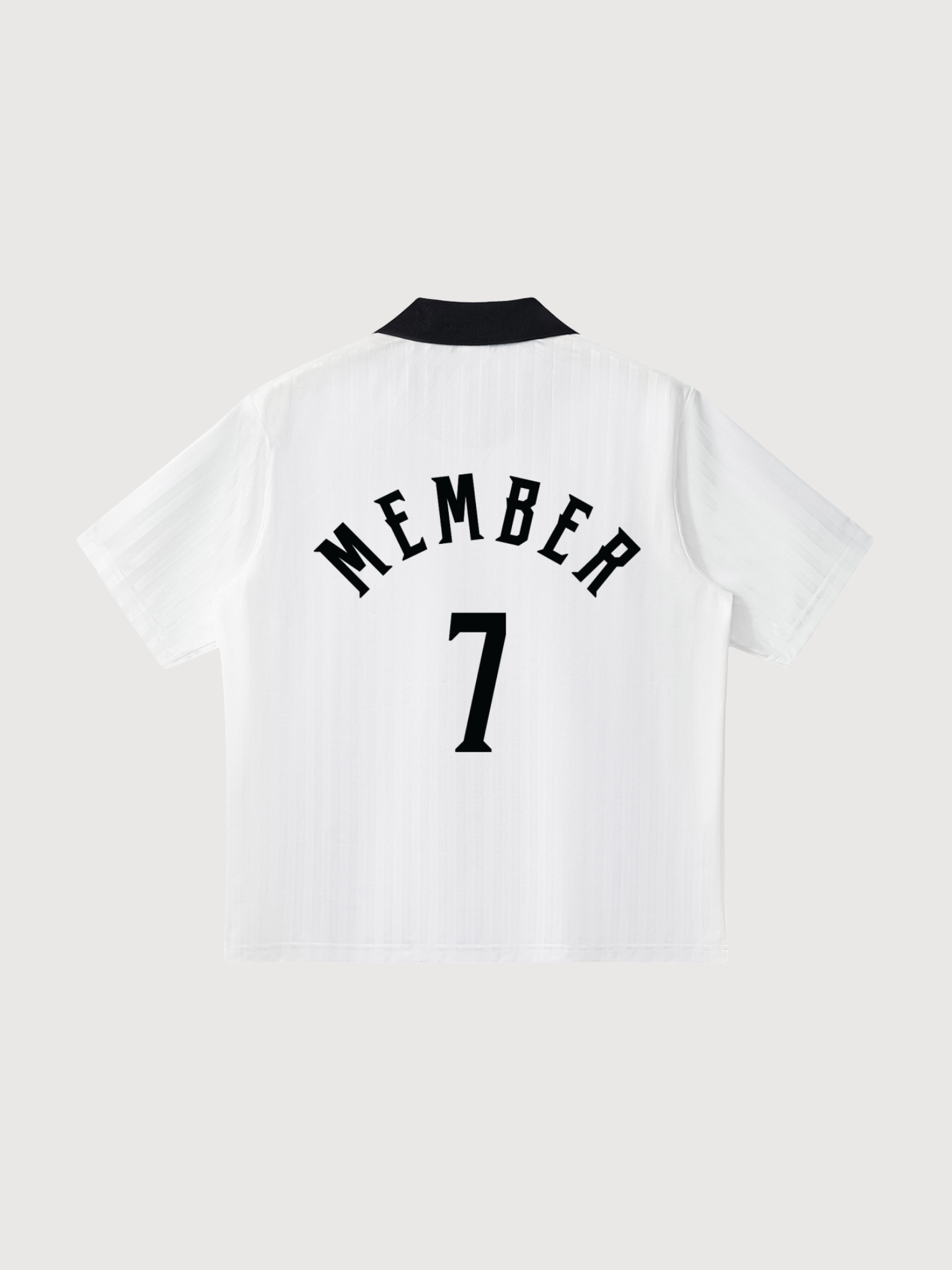 White Private Court No. 7 pickleball jersey with black trim front view