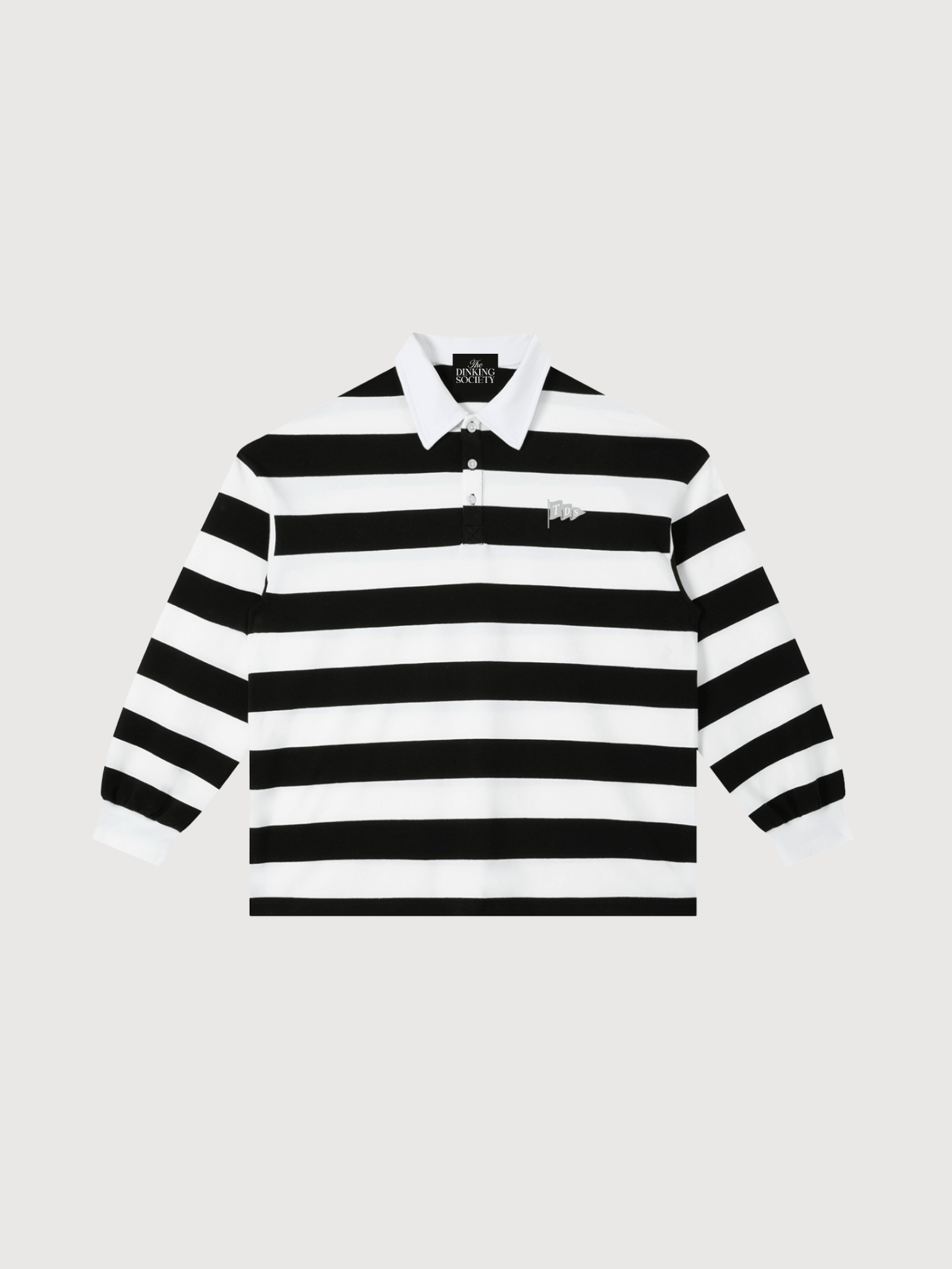 womens-striped-pickleball-polo-black-white-rugby-shirt-preppy-country-club-front.png