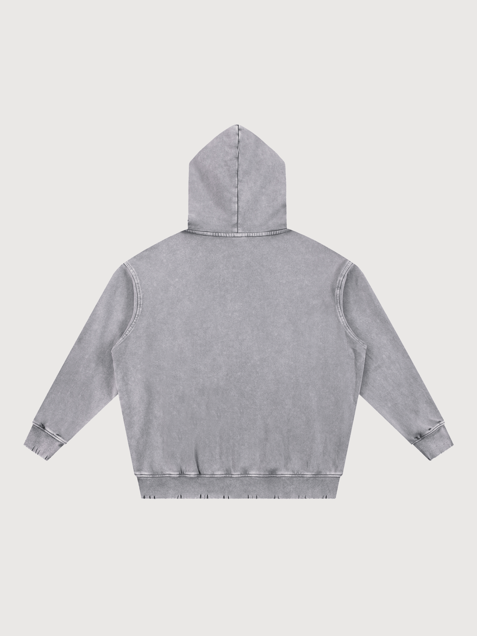 Back view of light gray luxury pickleball hoodie with oversized fit and vintage wash finish