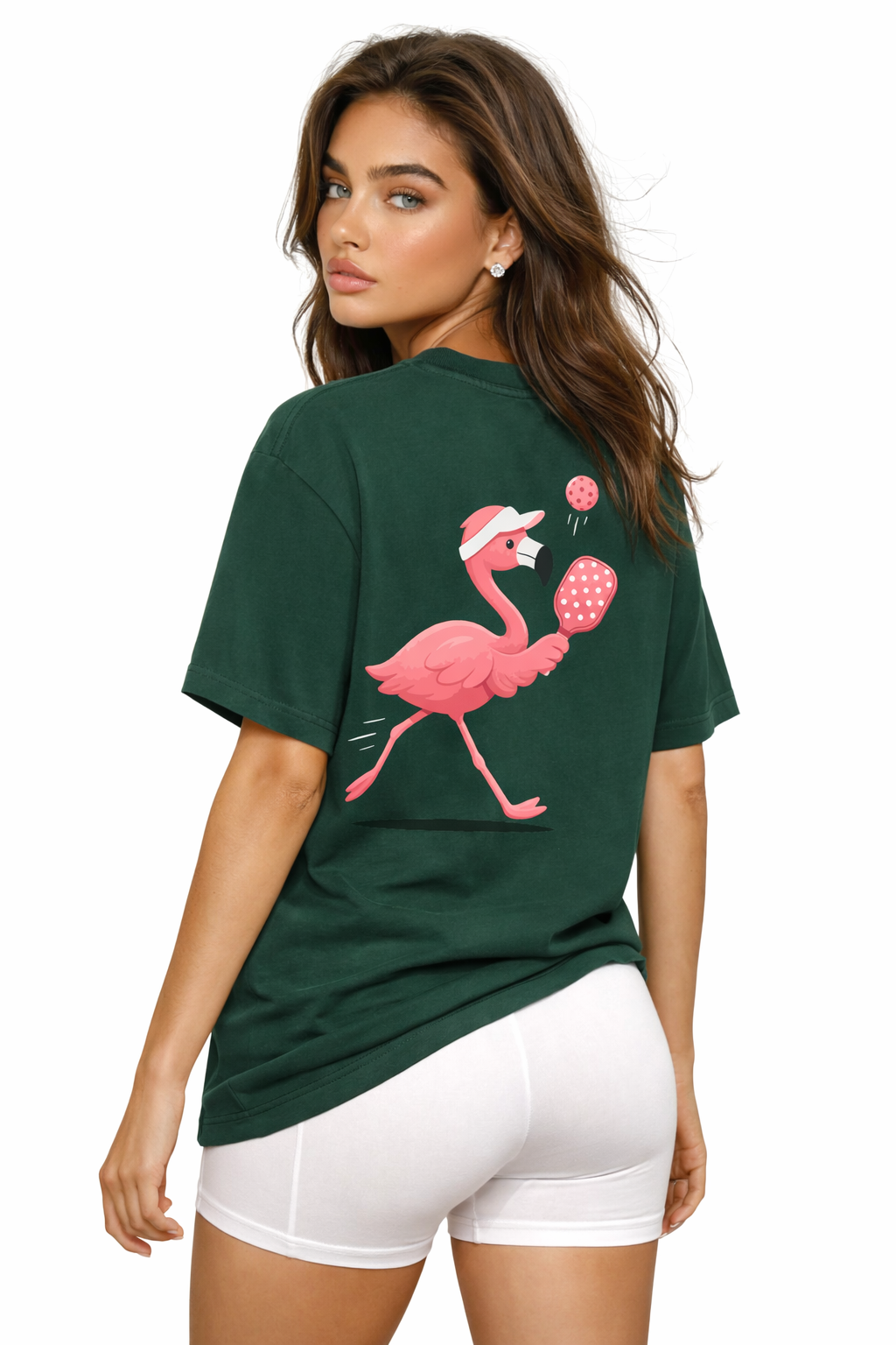 Flamingo Pickleball Graphic Boxy Tee for Women