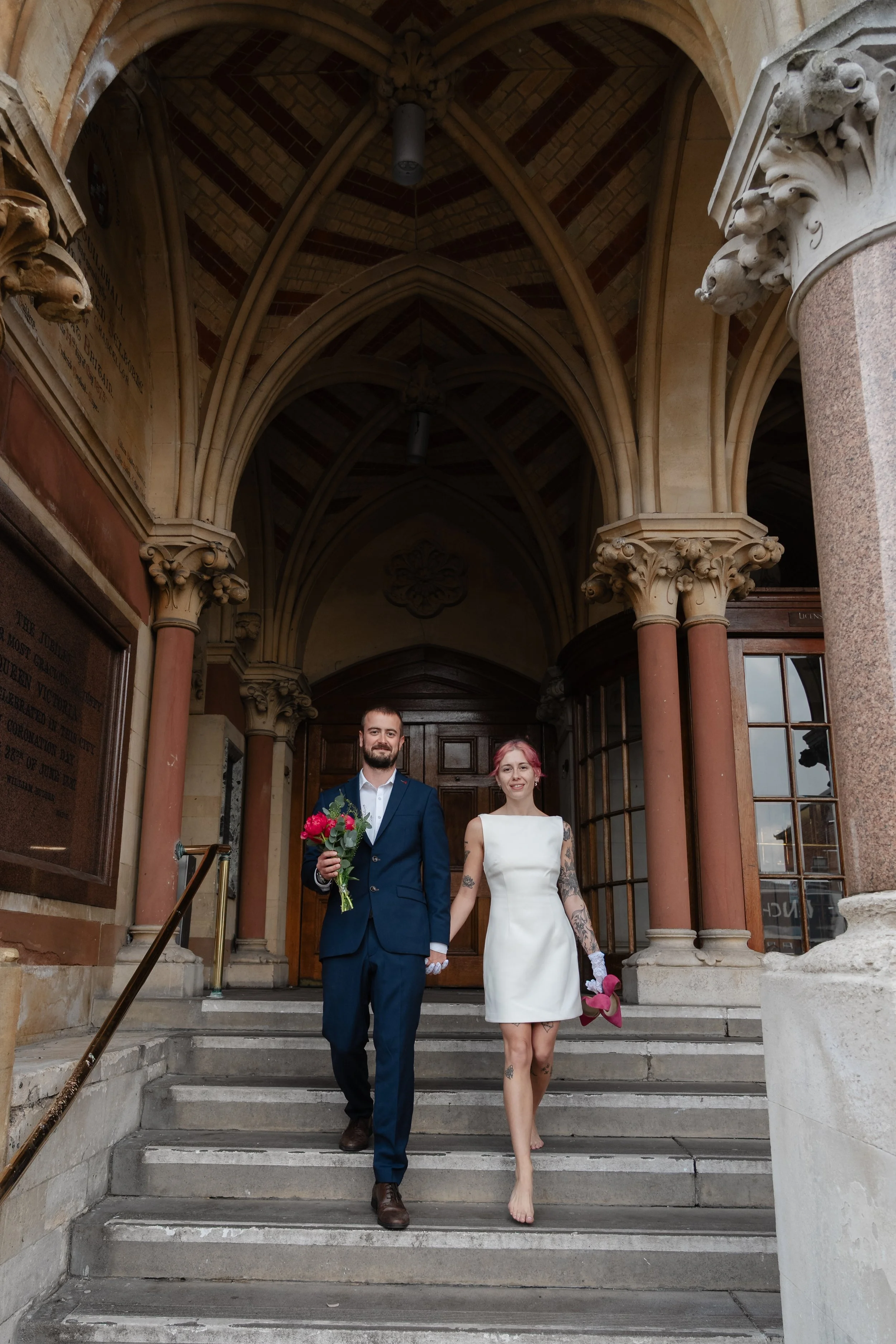 bride and groom in Winchester cathedral