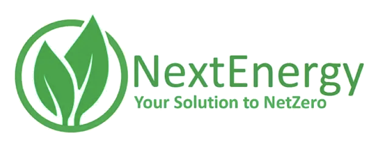 NextEnergy logo with green leaves and the slogan 'Your Solution to NetZero'.
