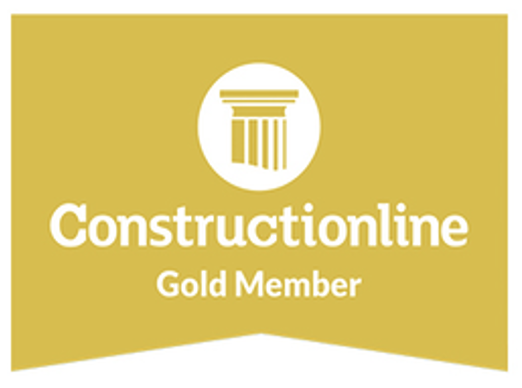 Constructionline Gold Member badge with a column icon on a gold background.