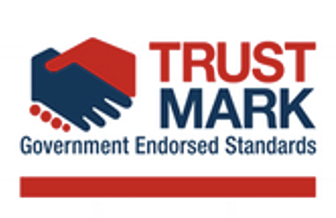 Logo for Trust Mark, with a handshake graphic, and the words 'Government Endorsed Standards' under it.
