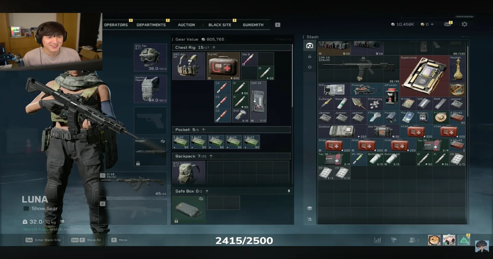 Delta Force loadout menu with preset rebuy options