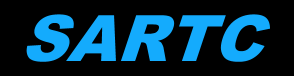 Logo with blue text reading 'SARTC' on a black background.