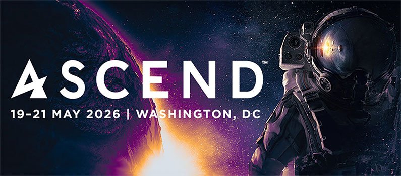 Event poster for 'ASCEND,' scheduled for May 19-21, 2026 in Washington, D.C., featuring outer space and astronaut imagery.